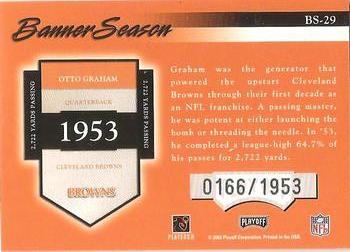 2002 Playoff Prestige - Banner Season #BS-29 Otto Graham Back