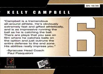 2002 Press Pass - Big Numbers #BN18 Kelly Campbell Back
