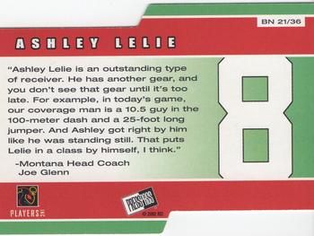 2002 Press Pass - Big Numbers #BN21 Ashley Lelie Back