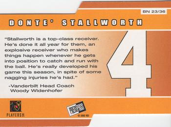 2002 Press Pass - Big Numbers #BN23 Donte Stallworth Back