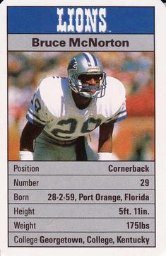 1987 Ace Fact Pack Detroit Lions #NNO Bruce McNorton Front