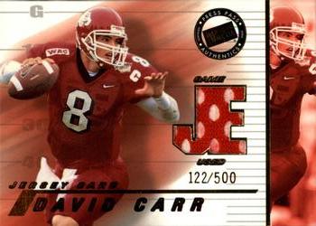 2002 Press Pass JE - Game Used Jerseys #JE/DC David Carr Front