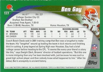 2002 Topps - Topps Collection #177 Ben Gay Back
