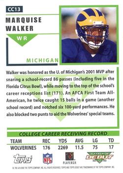 2002 Topps Debut - Collegiate Classics #CC13 Marquise Walker Back