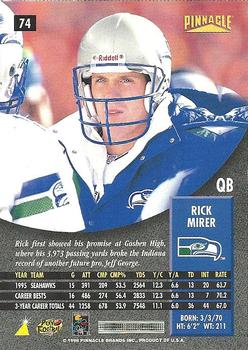 1996 Pinnacle #74 Rick Mirer Back