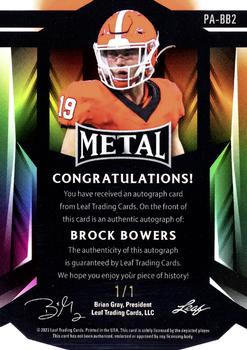 2023 Leaf Metal Draft - Portrait Autographs Crystal Gold #PA-BB2 Brock Bowers Back