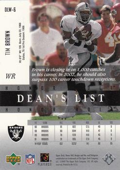 2002 Upper Deck Honor Roll - Dean's List #DLW-6 Tim Brown Back