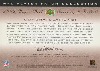 2002 Upper Deck Sweet Spot - Patches #NNO David Boston Back