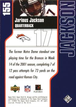 2002 Upper Deck XL - Holofoil #155 Jarious Jackson Back