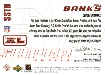 2002 Upper Deck XL - Super Swatch Jerseys #SSTB Tony Banks Back