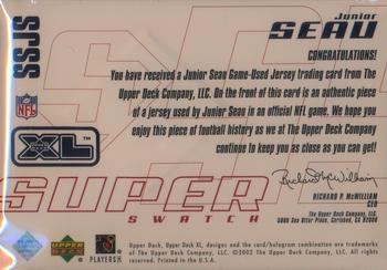 2002 Upper Deck XL - Super Swatch Jerseys Silver #SSJS Junior Seau Back