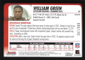 2003 Bowman Chrome - Refractors #47 William Green Back