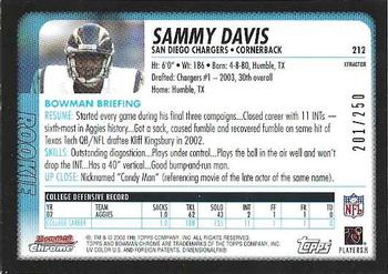 2003 Bowman Chrome - Xfractors #212 Sammy Davis Back