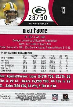 2003 Bowman's Best - Red #43 Brett Favre Back