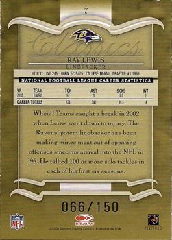 2003 Donruss Classics - Timeless Tributes #7 Ray Lewis Back