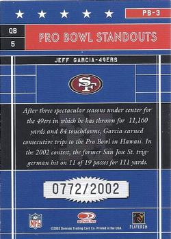 2003 Donruss Elite - Pro Bowl Standouts #PB-3 Jeff Garcia Back