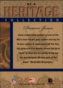 2003 Donruss Gridiron Kings - Heritage Collection #HC-4 Deacon Jones Back