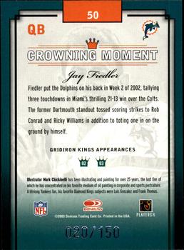 2003 Donruss Gridiron Kings - Silver #50 Jay Fiedler Back