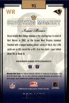 2003 Donruss Gridiron Kings - Silver #91 Isaac Bruce Back