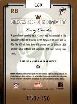 2003 Donruss Gridiron Kings - Silver #169 Larry Csonka Back
