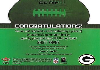 2003 Flair - Canton Calling #CC/BF Brett Favre Back