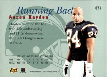1996 Playoff Prime #074 Aaron Hayden Back