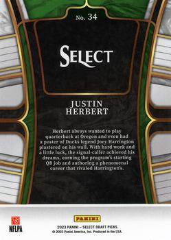 2023 Panini Select Draft Picks - Blue Retail #34 Justin Herbert Back