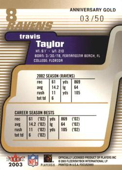2003 Fleer Focus - Anniversary Gold #8 Travis Taylor Back