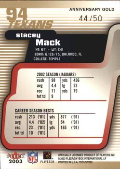 2003 Fleer Focus - Anniversary Gold #94 Stacey Mack Back