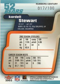 2003 Fleer Focus - Numbers Century #52 Kordell Stewart Back