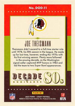2023 Panini Legacy - Decade of Dominance #DOD-11 Joe Theismann Back