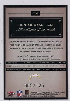 2003 Fleer Showcase - Legacy #39 Junior Seau Back