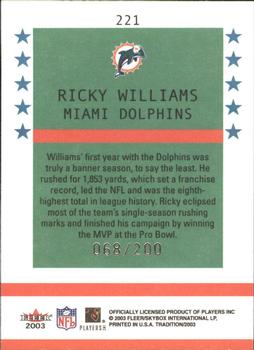 2003 Fleer Tradition - Tiffany #221 Ricky Williams Back