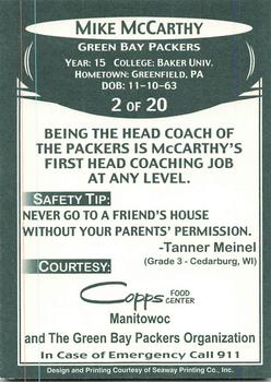 2007 Green Bay Packers Police - Copps Food Center, Manitowoc Police Department #2 Mike McCarthy Back