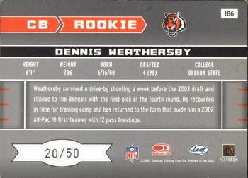 2003 Leaf Rookies & Stars - Longevity #186 Dennis Weathersby Back
