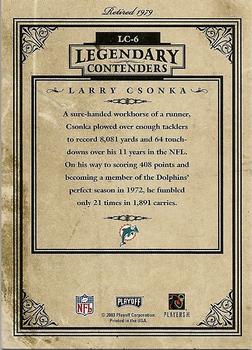 2003 Playoff Contenders - Legendary Contenders #LC-6 Larry Csonka Back