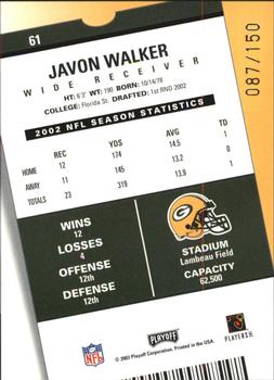 2003 Playoff Contenders - Playoff Ticket #61 Javon Walker Back