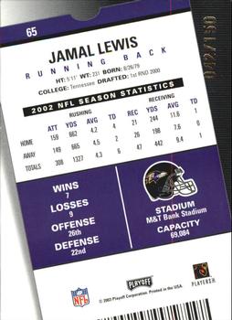 2003 Playoff Contenders - Playoff Ticket #65 Jamal Lewis Back