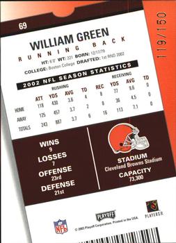 2003 Playoff Contenders - Playoff Ticket #69 William Green Back