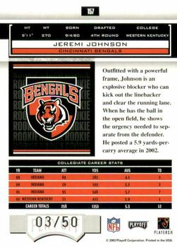 2003 Playoff Honors - O's #157 Jeremi Johnson Back