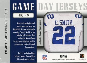 2003 Playoff Prestige - Game Day Jerseys #GDJ-5 Emmitt Smith Back