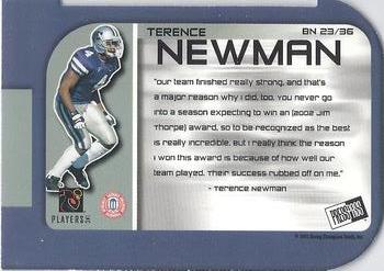 2003 Press Pass - Big Numbers #BN23 Terence Newman Back