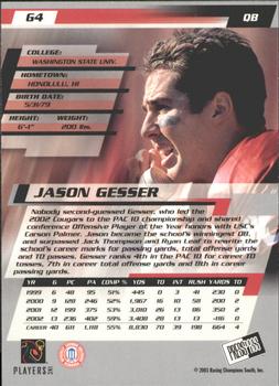 2003 Press Pass - Gold Zone #G4 Jason Gesser Back