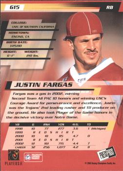 2003 Press Pass - Gold Zone #G15 Justin Fargas Back