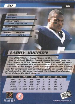 2003 Press Pass - Gold Zone #G17 Larry Johnson Back
