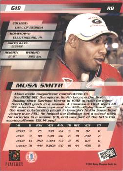 2003 Press Pass - Gold Zone #G19 Musa Smith Back