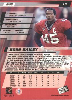 2003 Press Pass - Gold Zone #G43 Boss Bailey Back