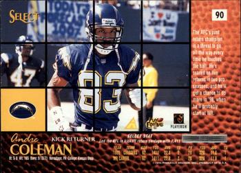 1996 Select #90 Andre Coleman Back