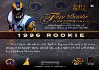 1996 Select Certified #107 Tony Banks Back