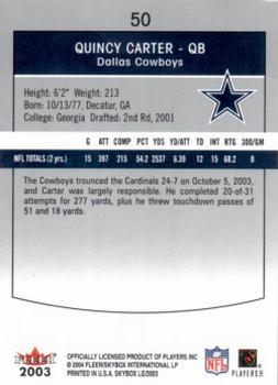 2003 SkyBox LE - Retail #50 Quincy Carter Back